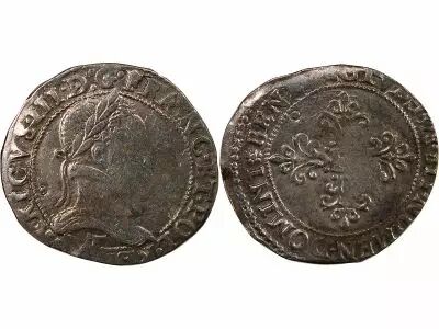 France  HENRI III - 1/2 FRANC WITH FLAT COLLAR 1578 T NANTES