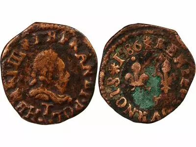 France  Henri III - Denier Tournois - 1586 T Nantes R5