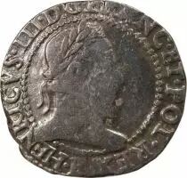 France  HENRI III - FRANC WITH FLAT COLLAR  1578 B ROUEN