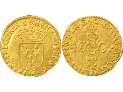 France  Henri III - Gold Ecu with Sun - 1578 M Toulouse