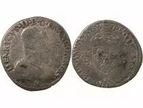 France  HENRY II - 1/2 TESTON WITH NAKED HEAD, 1st TYPE 1556 L BAYONNE