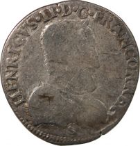 France  HENRY II - 1/2 TESTON WITH NAKED HEAD, 1st TYPE 1556 L BAYONNE