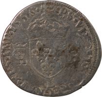 France  HENRY II - 1/2 TESTON WITH NAKED HEAD, 1st TYPE 1556 L BAYONNE
