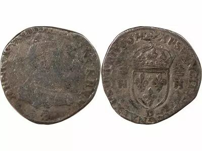 France  HENRY II (POSTHUMOUS) - TESTON WITH NAKED HEAD, 1st TYPE 1560 D LYON