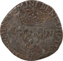 France  HENRY III - ? ECU, CROSS ON OBSERVE 1579 H LA ROCHELLE