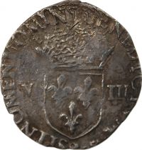 France  HENRY III - ? ECU, CROSS ON OBSERVE 1584 9 RENNES