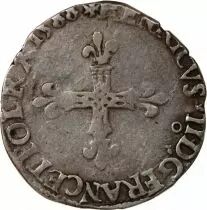 France  HENRY III - ? ECU, CROSS ON OBSERVE 1588 9 RENNES