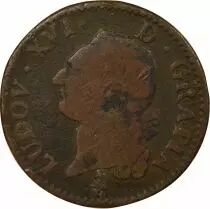 France  Louis XVI - 1/2 Sol, with Shield - 1791 A Paris