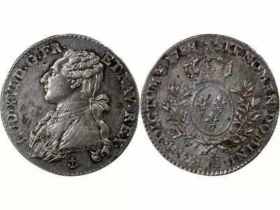 France  Louis XVI - 1/5 Silver Ecu with Olive Branches - 1788 H La Rochelle