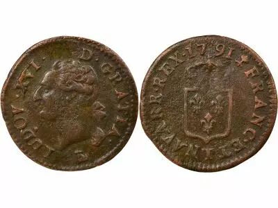 France  Louis XVI - Liard  with Shield - 1791 T Nantes