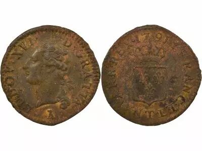 France  Louis XVI - Liard  with Shield - 1791 T Nantes
