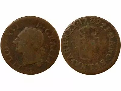 France  Louis XVI - Liard, with Shield- 1789 T Nantes