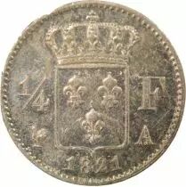 France  Louis XVIII - 1/4 Silver Franc - 1821 A Paris