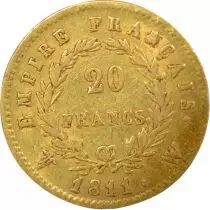 France  Napoleon I - 20 Gold Francs, Empire - 1811 W Lille
