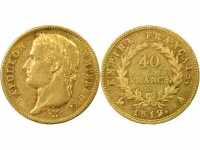 France  Napoleon I - 40 Gold Francs, Laureate Head, Empire - 1812 A Paris