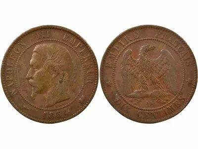 France  Napoleon III - 10 Cents 1854 D Lyon