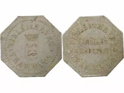 France  Necessity, Le Havre Tramways - Aluminium Token, Large Families