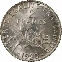 France  Sower - 2 Silver Francs - 1920 Paris