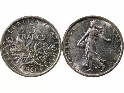 France  Sower - 5 Silver Francs - 1961 Paris