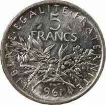 France  Sower - 5 Silver Francs - 1961 Paris