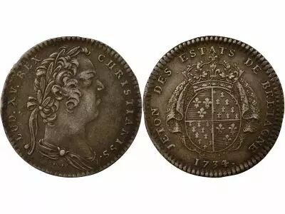 France  States of Brittany, Louis XV ? Silver Token - 1734 Rennes