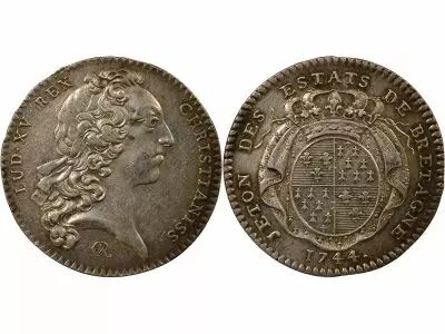 France  States of Brittany, Louis XV ? Silver Token - 1744 Rennes
