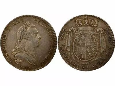 France  States of Brittany, Louis XV ? Silver Token - 1766 Rennes