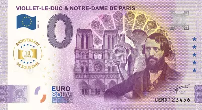 France 0 Euro Souvenir - Viollet-le-Duc et Notre-Dame de Paris - Anniversary 2025