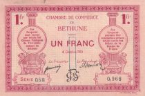 France 0.25 cents - Chamber of Commerce of Béthune - 04-10-1915 - Serial 088