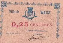 France 0.25 cents - City of Wassy - February 1916