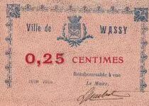 France 0.25 cents - City of Wassy - June 1916