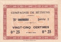 France 0.25 cents - Company of Béthune - 01-03-1916 - Serial 2