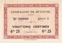 France 0.25 cents - Company of Béthune - 01-09-1916 - Serial 3