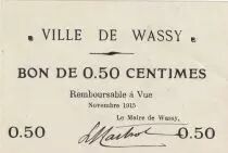 France 0.50 centimes - Ville de Wassy - Novembre 1915