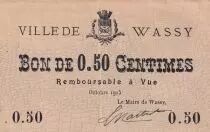 France 0.50 centimes - Ville de Wassy - Octobre 1915