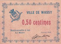 France 0.50 cents - City of Wassy - February 1916