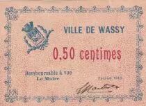 France 0.50 cents - City of Wassy - February 1916