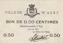 France 0.50 cents - City of Wassy - January 1916