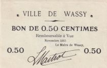 France 0.50 cents - City of Wassy - October 1915
