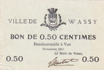France 0.50 cents - City of Wassy - October 1915