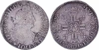 France 1/2 Ecu Louis XIV aux 8 L - R�formation 1704 D - Lyon