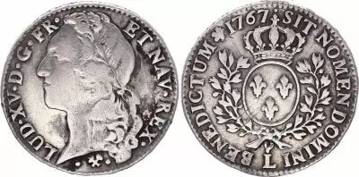 France 1/2 Ecu Louis XV with headband - 1767 L