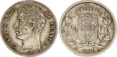 France 1/2 Franc - Charles X - 1829 - A Paris