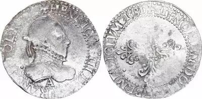 France 1/2 Franc, Henri III  Col Frais� - 1581 A Paris - Argent - TB+
