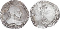 France 1/2 Franc, Henri III  Col Plat - 1578 E Tours - Silver - F to VF