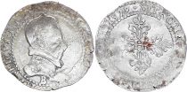 France 1/2 Franc, Henri III  Col Plat - 1579 B Rouen - Argent - TTB