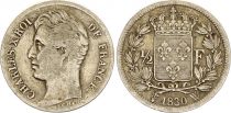 France 1/2 Franc Charles X - 1830 W Lille - Silver
