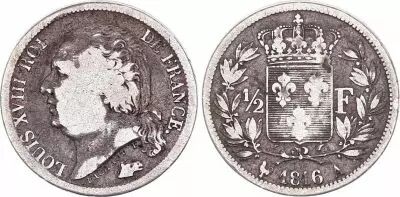 France 1/2 Franc Louis XVIII