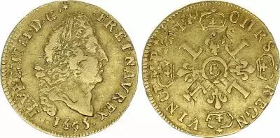 France 1/2 Louis d\'or, Louis XIV (1643-1715) 4 L - C Caen - 1695 - Gold