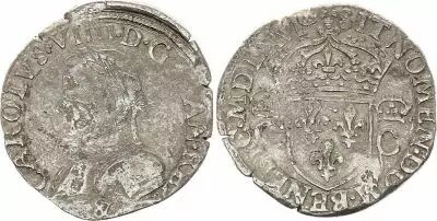 France 1/2 Teston, Charles IX - Armoiries 1566 & Aix en Provence - Argent - Tirage 1887 ex - Rare